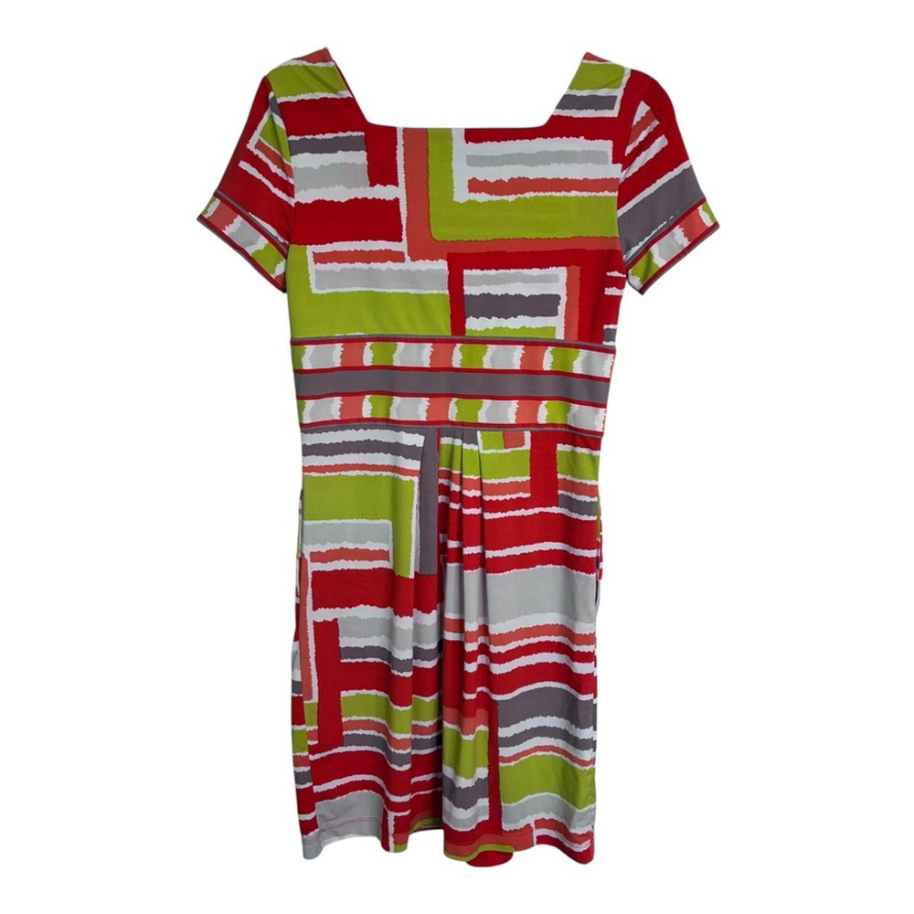 BCBGMaxAzria - Orange, Lime, gray Swoop neckline Dress - S - Picture 3 of 12